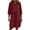 Wine, variant on PEIBang Women's Solid Loose Round Neck Dress, 3/4 Sleeve Tiered Loose Midi Dress with Side Pockets for Daily Wear