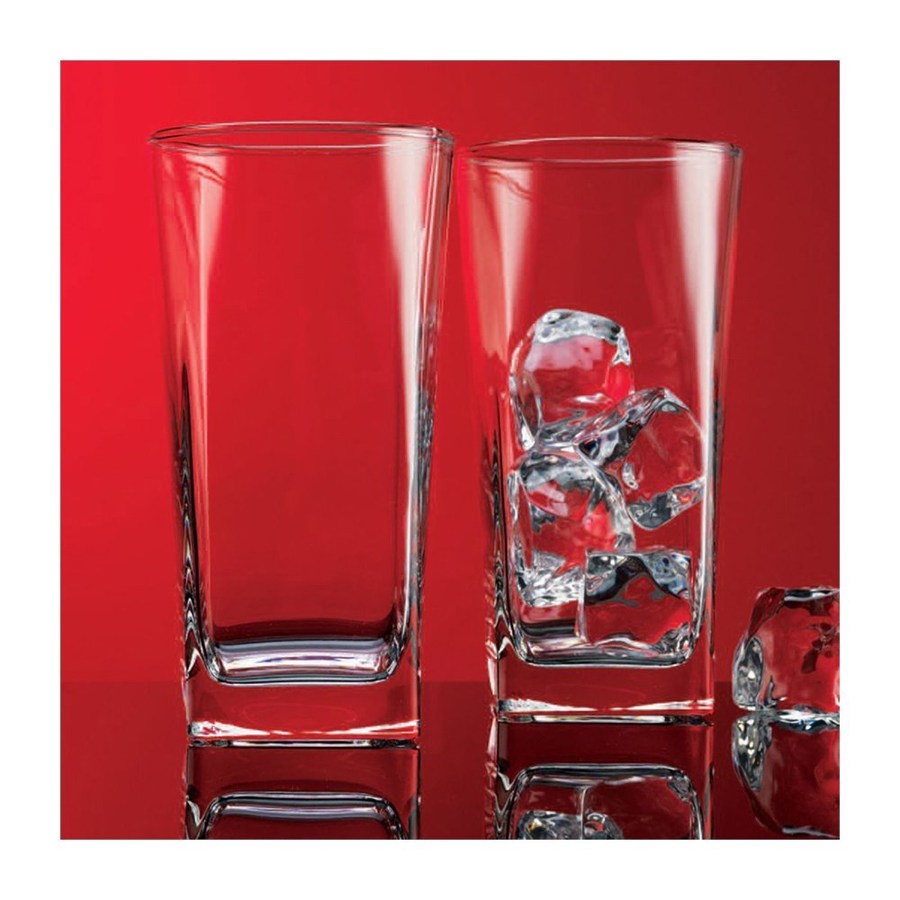Red Series Square Highball Glass (Set of 4), Material: Hiball Set of 4