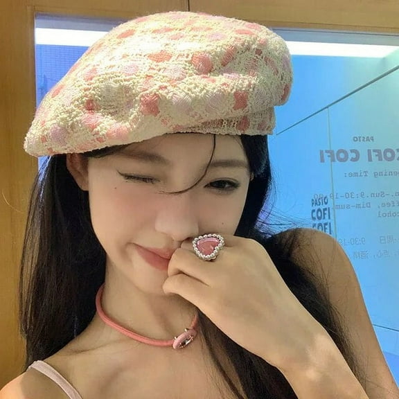 SikaFu Cute Plaid Berets Hats For Women Spring Vintage French Artist Painter Hat Autumn Beanies Hat For Femme Girl Octagonal Beret Caps