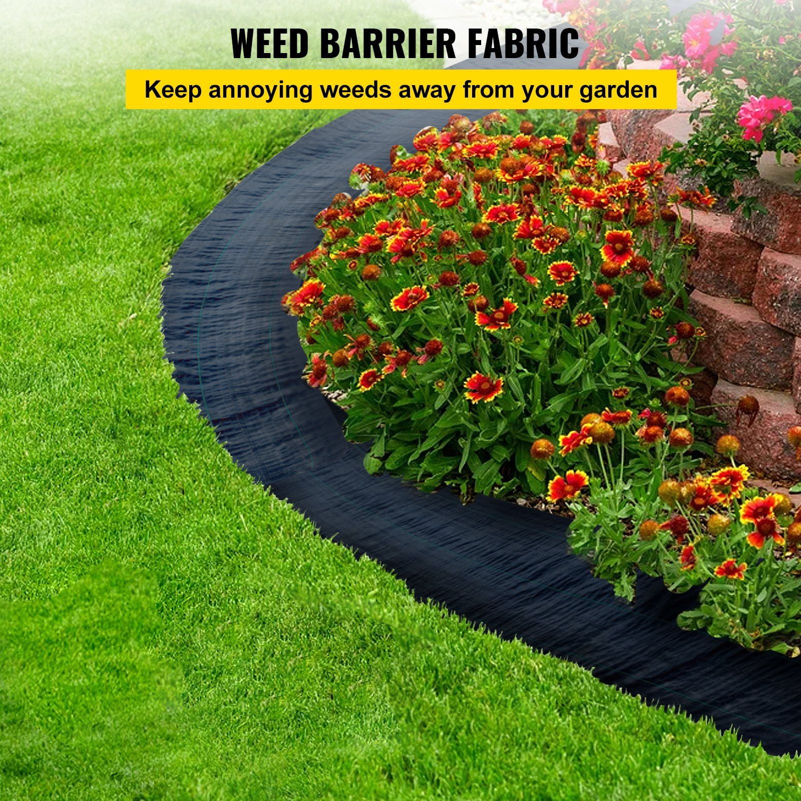 Zaverox 6ft x 300ft 20-Year Heavy Duty 3.2OZ Woven PP Weed Barrier Landscape Fabric, Black Ground Cover for Long-Lasting Weed Control
