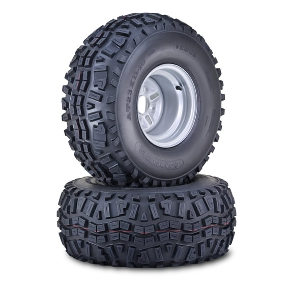 LIBRA ATV Tire & Wheel 23X11-10 with 4 Lugs on 110mm PCD Silver Wheel 10269,SET 2