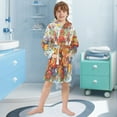 thumbnail image 5 of FORMRS Niños Bathrobe Unisex Hooded Robe Soft Plush Pajamas Sleepwear, Size 7-9T, Purple Floral Tomatoes, 5 of 7