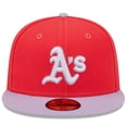 thumbnail image 2 of Men's New Era Red/Lavender Athletics Spring Color Two-Tone 59FIFTY Fitted Hat, 2 of 6