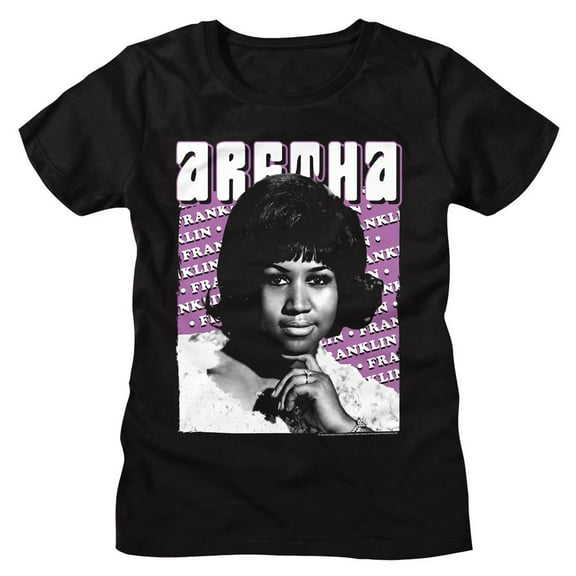 Aretha Franklin Repeated Name Black Women's T-Shirt Xl