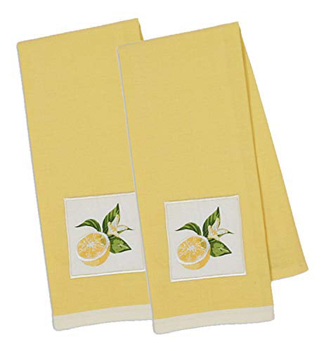 Le Citron LEMONS Kitchen Towel Dual Purpose Flat Weave Front Terry Back 