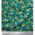 thumbnail image 1 of Soimoi Cotton Poplin Fabric Leaves & Reindeer Animal Print Sewing Fabric Yard 42 Inch Wide, 1 of 1