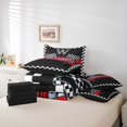 thumbnail image 6 of Catabedysis Race Car Alphabet Print 7pcs Queen Bedding,Plaid Letter W Design Bedding Comforter Set Queen,Black Reversible For Boys, 6 of 7