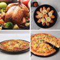 thumbnail image 5 of 13 Inch Durable Steel Pizza Pan,Non-Stick Coating,Serving Tray,Heavy Duty Round Baking Tray for Oven Use,Round Steel Pizza Baking Pan for Home Restaurant Party,Dishwasher Safe,Black,11.22x1.69x12.79", 5 of 6