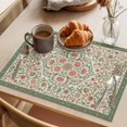 thumbnail image 3 of Abstract Flowers Print Placemats Set of 4 Retro Bohemia Ethnic Botanical Style Place Mats Indoor Wipeable Table Mats Washable Cloth Dining Table Placemats for Kitchen Holiday Party Decor 13x19 Inch, 3 of 9