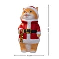thumbnail image 2 of CHJK Christmas Santa Cat Resin Figurine, 8Inch Cute Smiling Orange Tabby In Santa Outfit Holding Bell, Tabletop Statue for Holiday Porch Mantel Home Indoor Decor, 2 of 7
