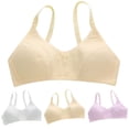 thumbnail image 4 of Girls Bras Size 14-16 Solid Color Bowknot Design Sports Bra Spaghetti Straps Breathable Cotton Bralette Adjustable Shoulder Underclothes Beige 10-16 Years, 4 of 4