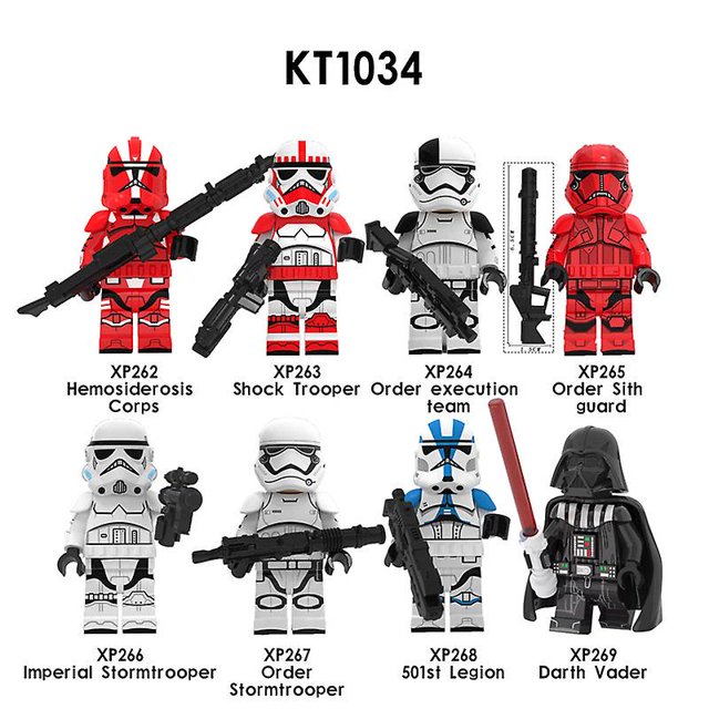 Lego Star Wars Minifigura Star Wars Bloques de construcción Figuras de acción Juego de 8 Rojo Verde Cocina, Decoración y Otros