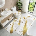 thumbnail image 5 of White and Gold Marble Pattern Bathroom Rug Set 4 Piece,Includes Contour,Lid Cover,Bath Mat,Non-Slip Extra Soft Absorbent Washable, 5 of 5