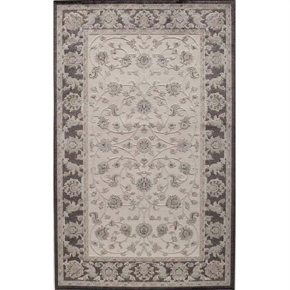 Rugs America Riviera Collection Ivory Black RV100D Transitional Oriental Area Rug 2'2" x 8'