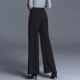 thumbnail image 4 of Wide Leg Dress Pants for Women Pull On Stretchy Work Pants High Waisted Business Casual Trousers Slacks with Pockets Black XL, 4 of 5