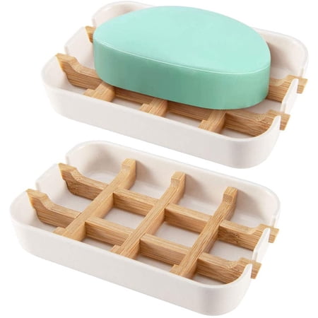 Soap Dish, Bamboo Fiber Soap Tray,Hand Made Natural Wooden Soap Holder ...