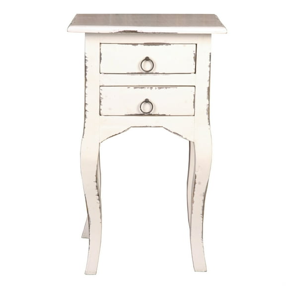 Sunset Trading Cottage Farmhouse Wood Table in Distressed Antique White