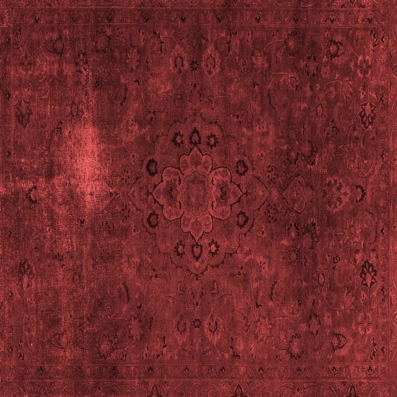 Ahgly Company Machine Washable Indoor Square Abstract Red Modern Area Rugs, 7' Square