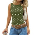thumbnail image 3 of YanHoo Womens Swiss Dot Tank Tops 2026 Summer Sleeveless Slim Fit T-Shirts Blouses Going Out Y2K Fashion Casual Basic Layering Shirts Army Green,XXL, 3 of 4