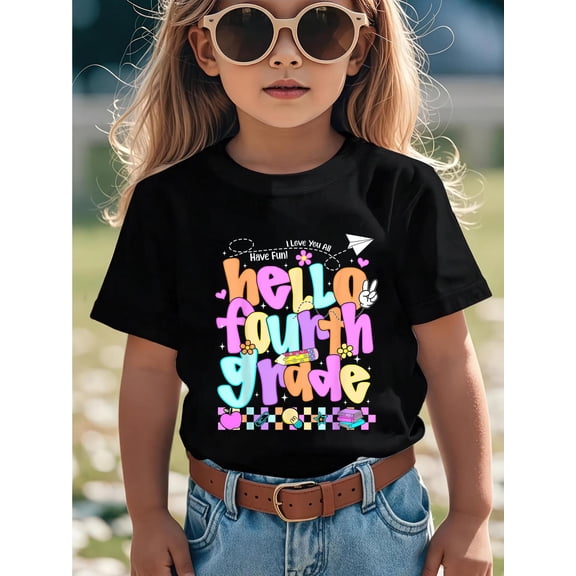 Hello Fourth Grade First Day of Back to School Teacher Kids T-Shirt