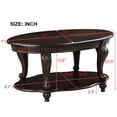 thumbnail image 2 of 42" Oval Coffee Table with Storage Shelf, 2-Tier Solid Wood Cocktail Tea Table, Traditional Retro Center Table for Living Room, Bearing 400LBS, Espresso, 2 of 7