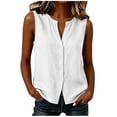 thumbnail image 4 of Admvng Tank Top for Women Cotton Sleeveless Notched V Neck Button Down Lightweight Casual Summer Camisole Blouse, 4 of 5