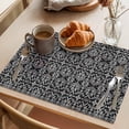 thumbnail image 3 of Abstract Geometric Placemats Set of 8, Flowers Floral Black Texture Non-Slip Place Mats Washable Table Mats for Kitchen Dining Table Decorations Indoor/Outdoor, 3 of 9