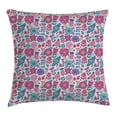 thumbnail image 1 of Garden Decor Throw Pillow Cushion Cover, Doodle Peonies Tulips Berries Bugs Botanic Artistic Display, Decorative Square Accent Pillow Case, 24 X 24 Inches, Sky Blue Magenta Violet Blue, by Ambesonne, 1 of 2
