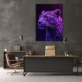 thumbnail image 3 of Mudket Neon Purple Leopard Framed Canvas Wall Art, Mysterious Purple Wall Decor Wild Animal Print Art for Men Bedroom, Living Room, Office, Ready to Hang - 30"L x 20"W, 3 of 10