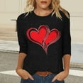 thumbnail image 5 of Cadancy Valentines Womens Tops Love Heart Graphic 3/4 Sleeve Crew Neck Tunic Blouses Pullover Cute Funny Casual Loose Tee Shirts Trendy Vintage Outfits, 5 of 6