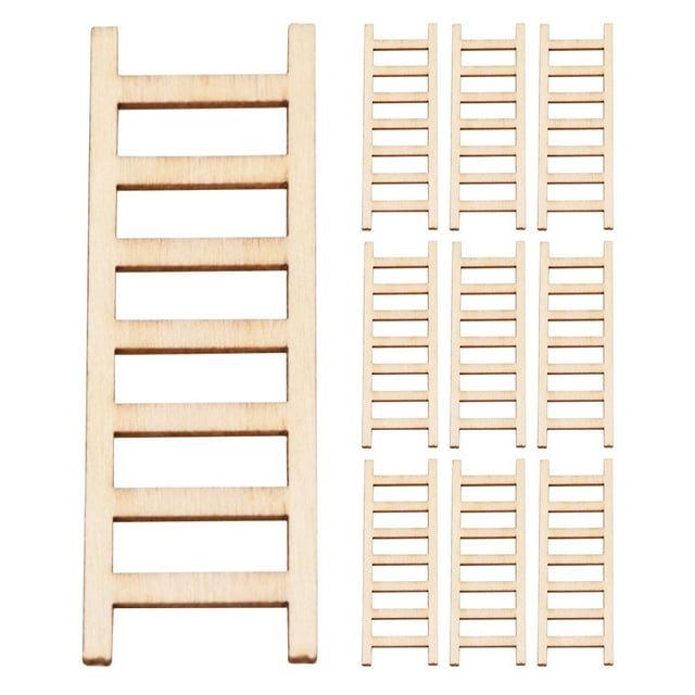Miangastore 10pcs Mini Wooden Ladder for Dollhouse Micro Landscape Ladder Model Photography Props for DIY Crafts Miniature Decor Accessories