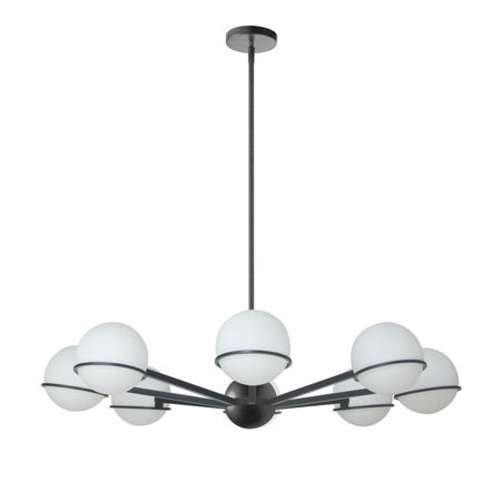 

Dainolite SOF-388C-MB 8 Light Halogen Chandelier with White Opal Glass Matte Black