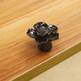 thumbnail image 2 of Pomo de puerta de cerámica con flor de loto, tirador para cajón, armario, muebles (negro), 2 of 2