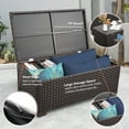 thumbnail image 5 of Waroom Outdoor Conversation Set 4-Piece Patio Furniture Sofa Set with Storage Box, Brown Wicker Navy Blue Cushions, 5 of 7