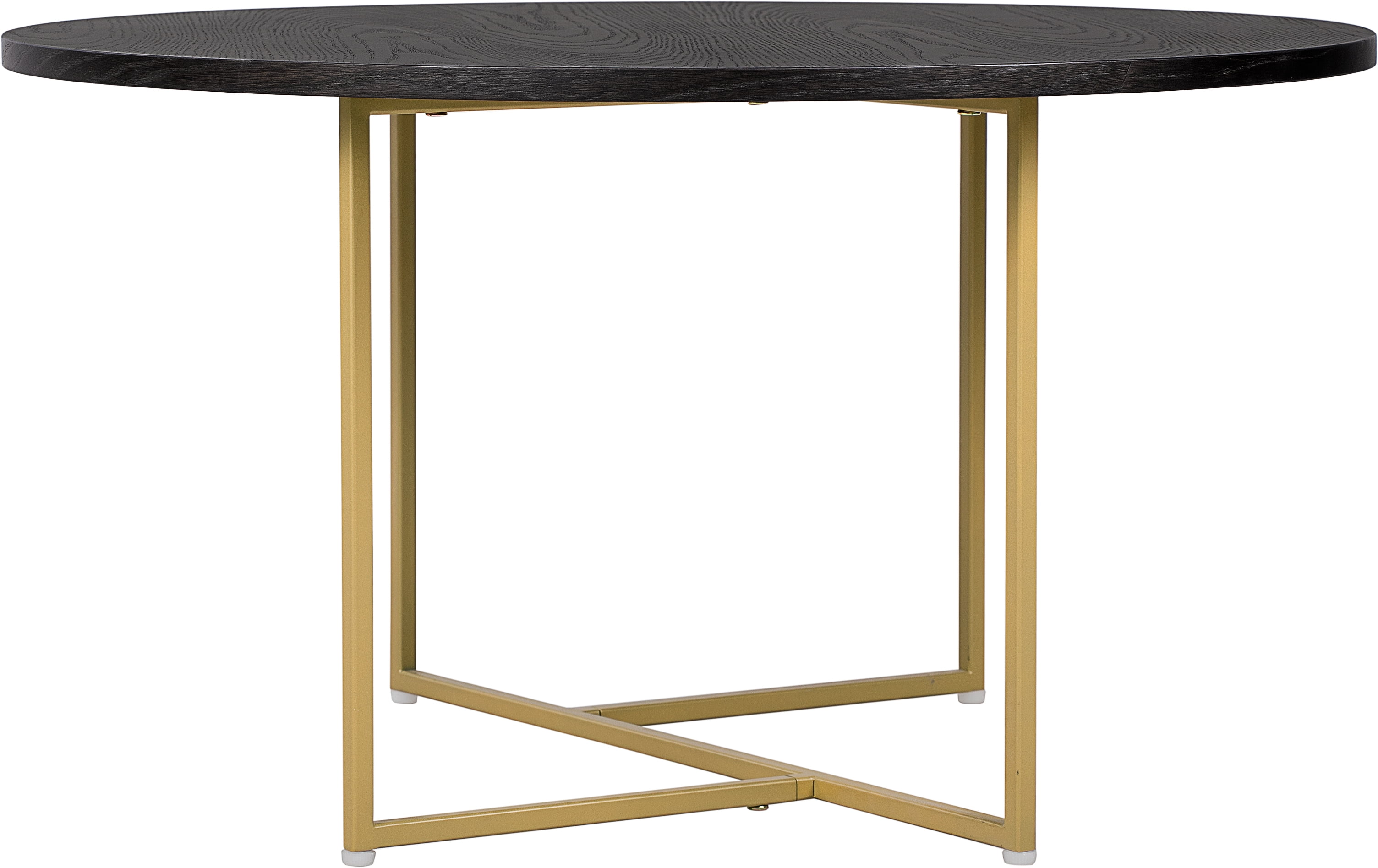 Adore Decor Ines Round Coffee Table with Metal Legs, Noir Black