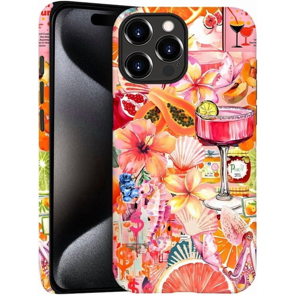 Case for iPhone 16 Pro Max, Colorful Vintage Collage Phone Case Slim Silicone Shockproof Cover for Girls Women (Frosted & Durable）