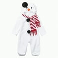 thumbnail image 2 of Towmus Baby Girl Boy Xmas White Outfits Christmas Cute Snowman Jumpsuit Plush Romper Long Sleeve Hoodie Bodysuit, 2 of 3