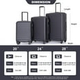 thumbnail image 3 of 3 Piece Hardshell Luggage Sets Lightweight Suitcase With 2 Hooks, 360 Degree Spinner Wheels, TSA Lock for Travel (20"/24"/28"), 3 of 9