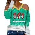 thumbnail image 1 of Sudadera navideña para mujer Gráfico de gran tamaño Moda Casual Cuello redondo Jersey de manga larga Tops sin tirantes Camisa Blusa Pompotops gfhjh20567, 1 of 3