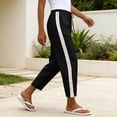 thumbnail image 7 of Mifsaly Linen Blend Pants for Women Side Lace Stripe High Waisted Summer Pant Lightweight Breathable Loose Casual Everyday Wear Outfits with Pockets Black,S, 7 of 7