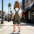 thumbnail image 5 of LIIPEE Girls Suspender Shorts Casual Summer Solid Color Elastic Waist Loose Fit Beach Party Children Pockets Fashion Versatile Comfortable Cute Shorts,10-11 Years, 5 of 9