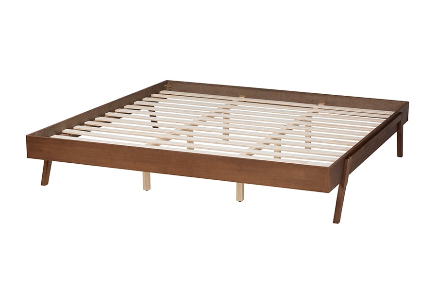 Baxton Studio Sarita Mid-Century Modern Ash Walnut Finished Wood King Size Bed Frame