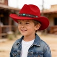 thumbnail image 2 of mgoYE Western Cowboy Hat for Kids Classic Roll Up Hat Boys Girl(Red,3-8 Years), 2 of 4