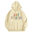 thumbnail image 4 of Unisex Teacher Print Long Sleeve Hooded Sweatshirt for Autumn Winter Comfort Casual Wear with Front Pocket Design, 4 of 4