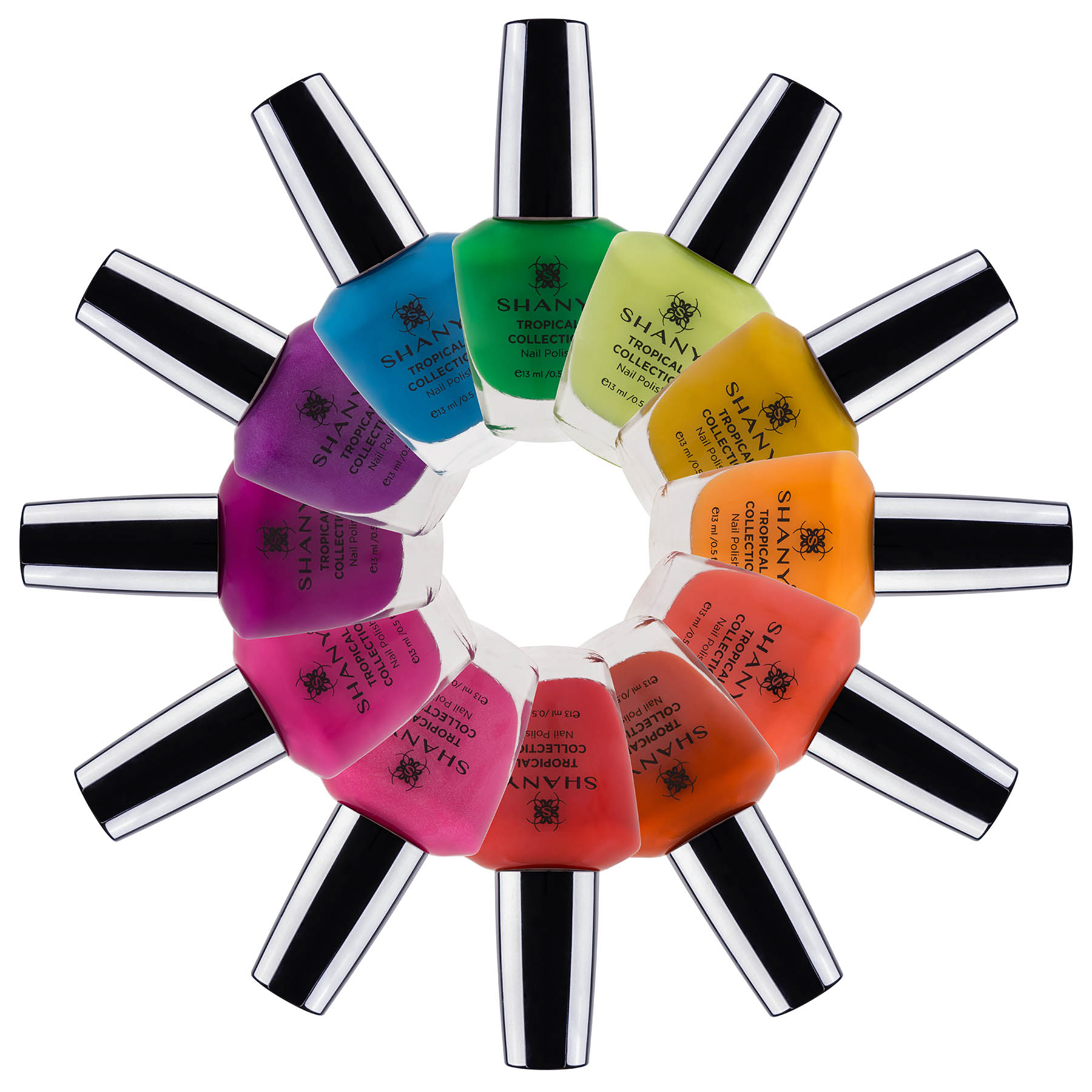 SHANY Nail Polish Set - Nail Lacquer Quick Dry, Full Size, Vibrant, Colorful, Trendy, Semi Glossy, Shimmery, Neon, Matte Nail Polish Set - 12 Colors - TROPICAL