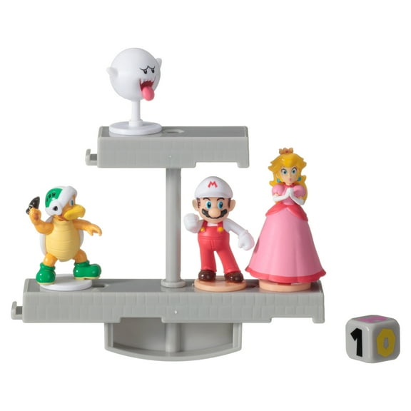 Epoch Games Super Mario Balancing Game Castle Stage, Tabletop Skill Game with 4 Collectible Super Mario Action Figures