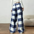 thumbnail image 6 of XFLWAM Women's Fuzzy Plush Pajama Pants Drawstring Elastic Waist Wide Leg Lounge Pants Flannel Plaid Pj Bottoms Sleepwear with Pockets, 6 of 6