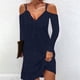 thumbnail image 2 of Sexy mujer verano Casual suelta manga completa lentejuelas brillantes cuello en V hueco sin grapas sólido Sling vestido Fridja  NMB3590, 2 of 6