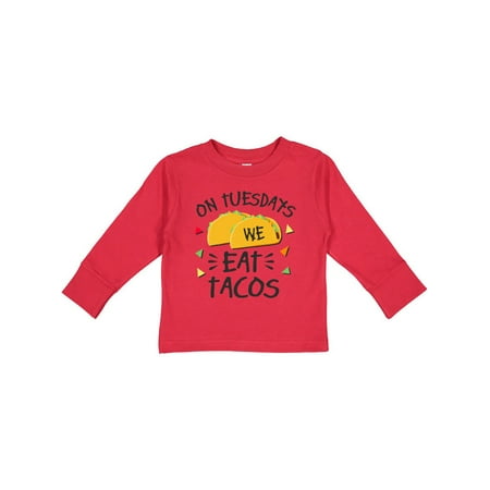 

Inktastic On Tuesdays We Eat Tacos with Tacos Illustration Gift Toddler Boy or Toddler Girl Long Sleeve T-Shirt