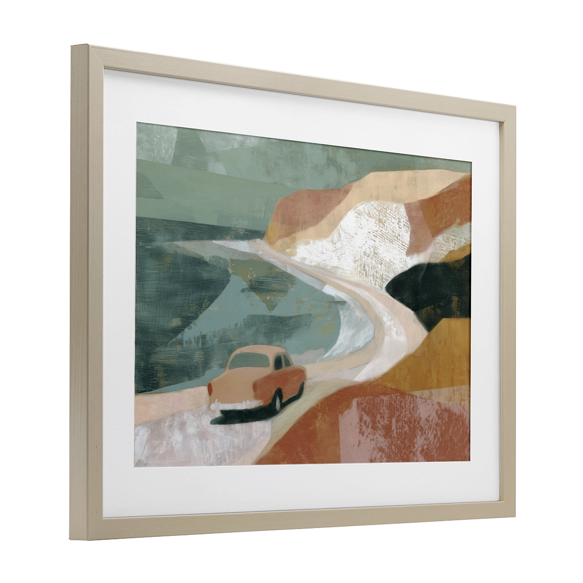Stupell Industries Classic Car on Coastal Highway Birch Framed Print Under Glass, design by Chromatic Storm Studio
